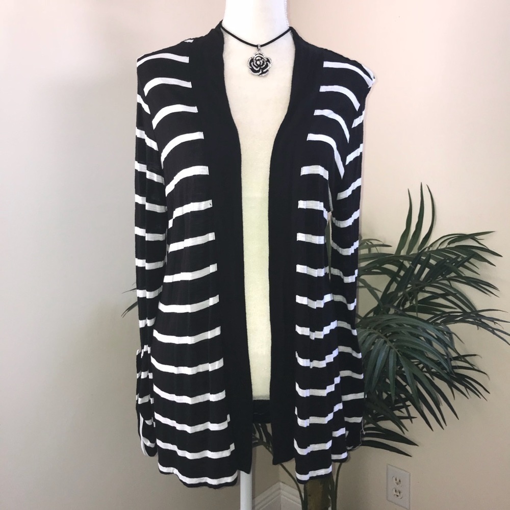Bay Studio Long Stripe Open Front Cardigan LP